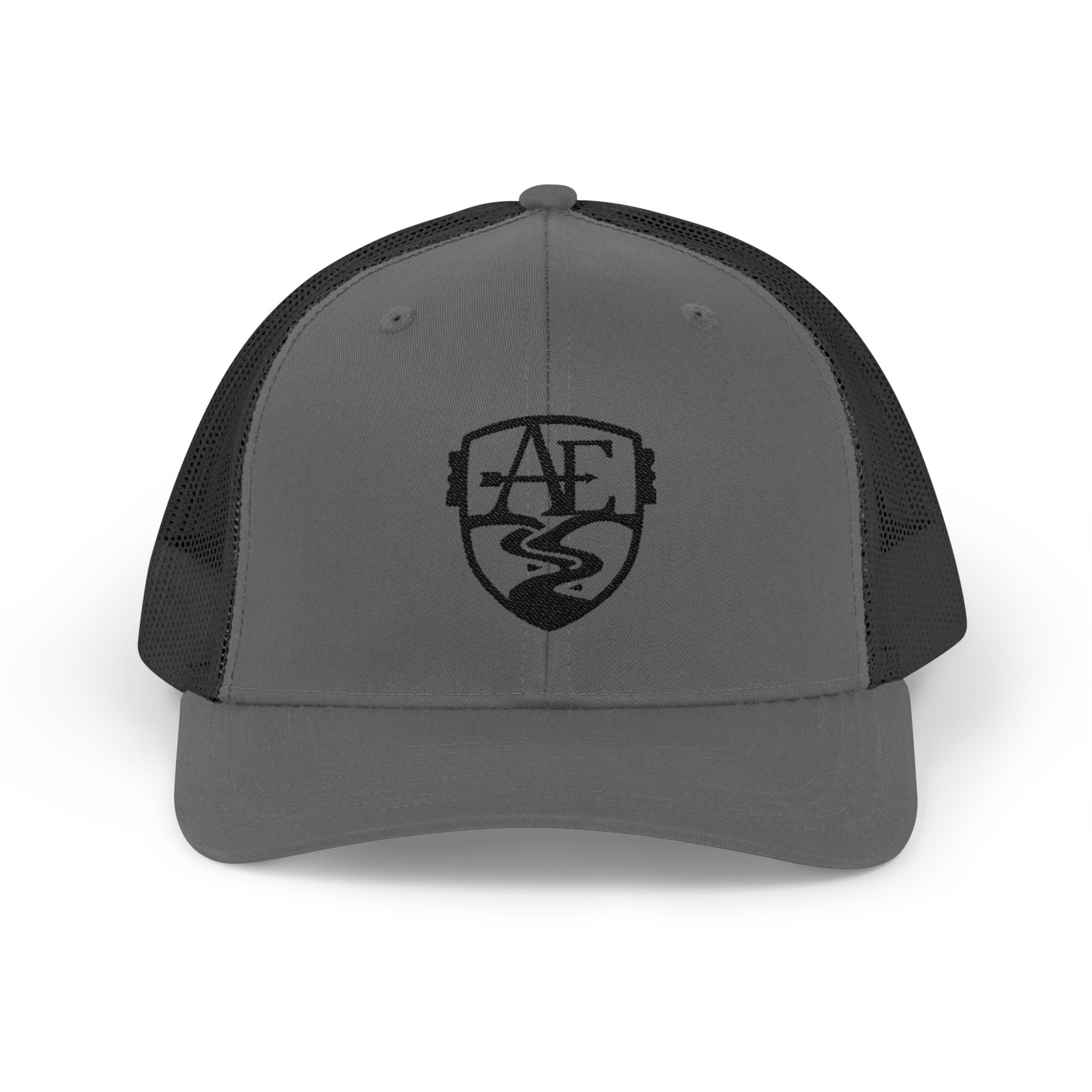 AE Shield Trucker Cap — Embroidered Vintage Crest Snapback