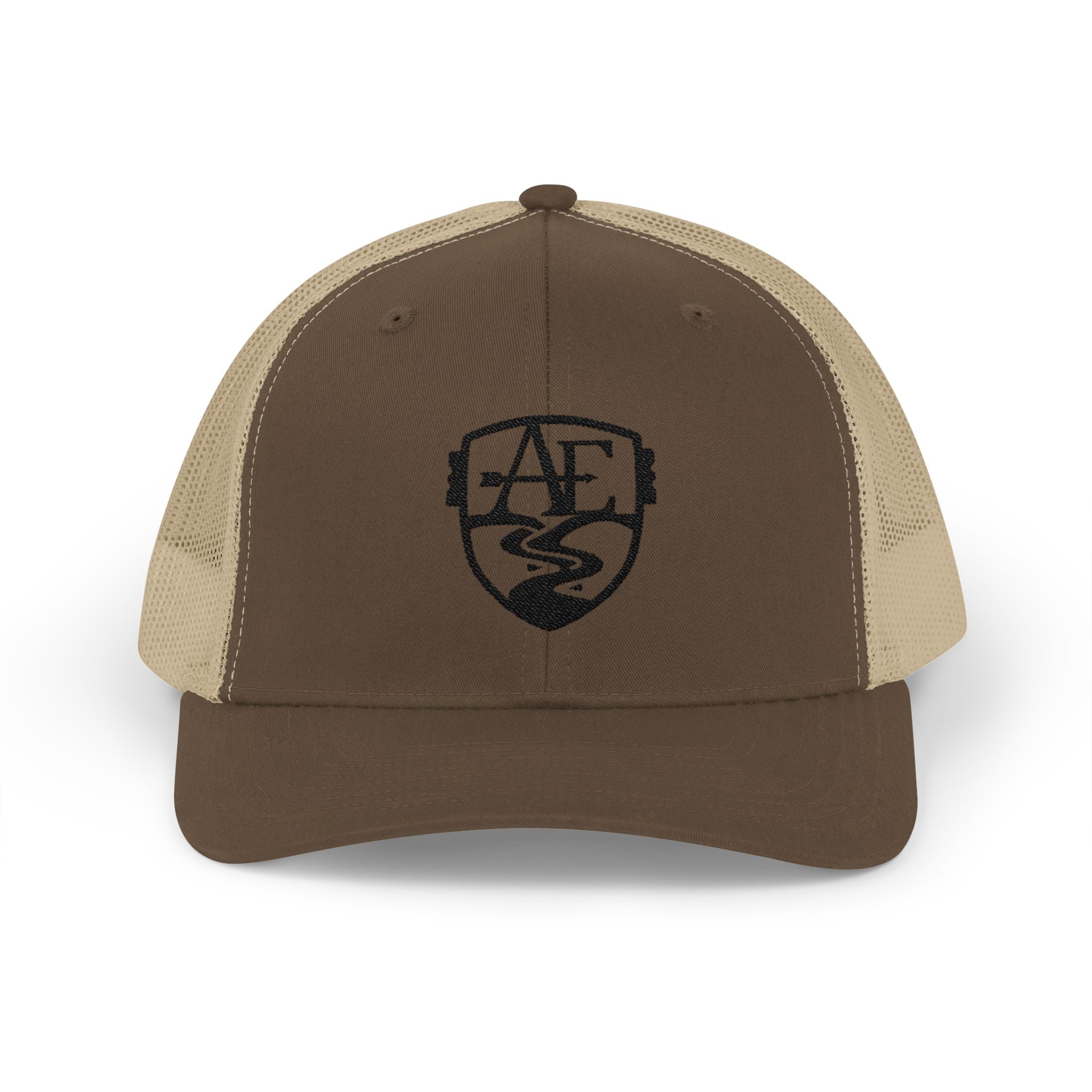 AE Shield Trucker Cap — Embroidered Vintage Crest Snapback
